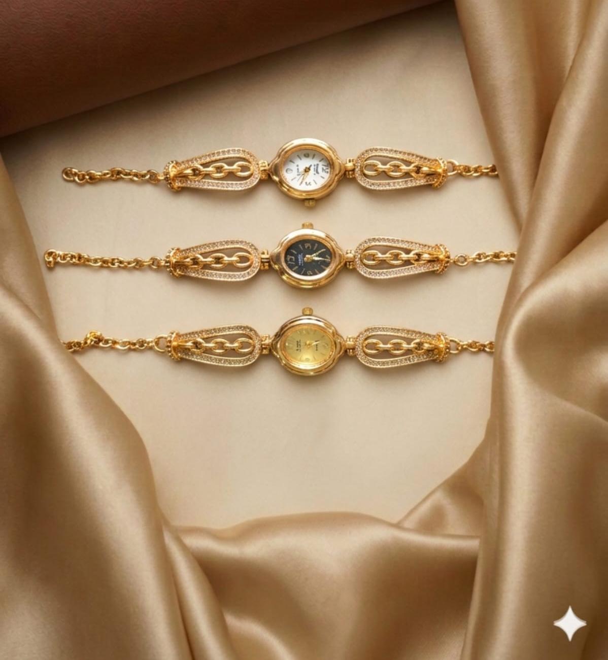 Stylish Gold Tone Free Size Brass Women's Bracelet Watch (Copy) (Copy)